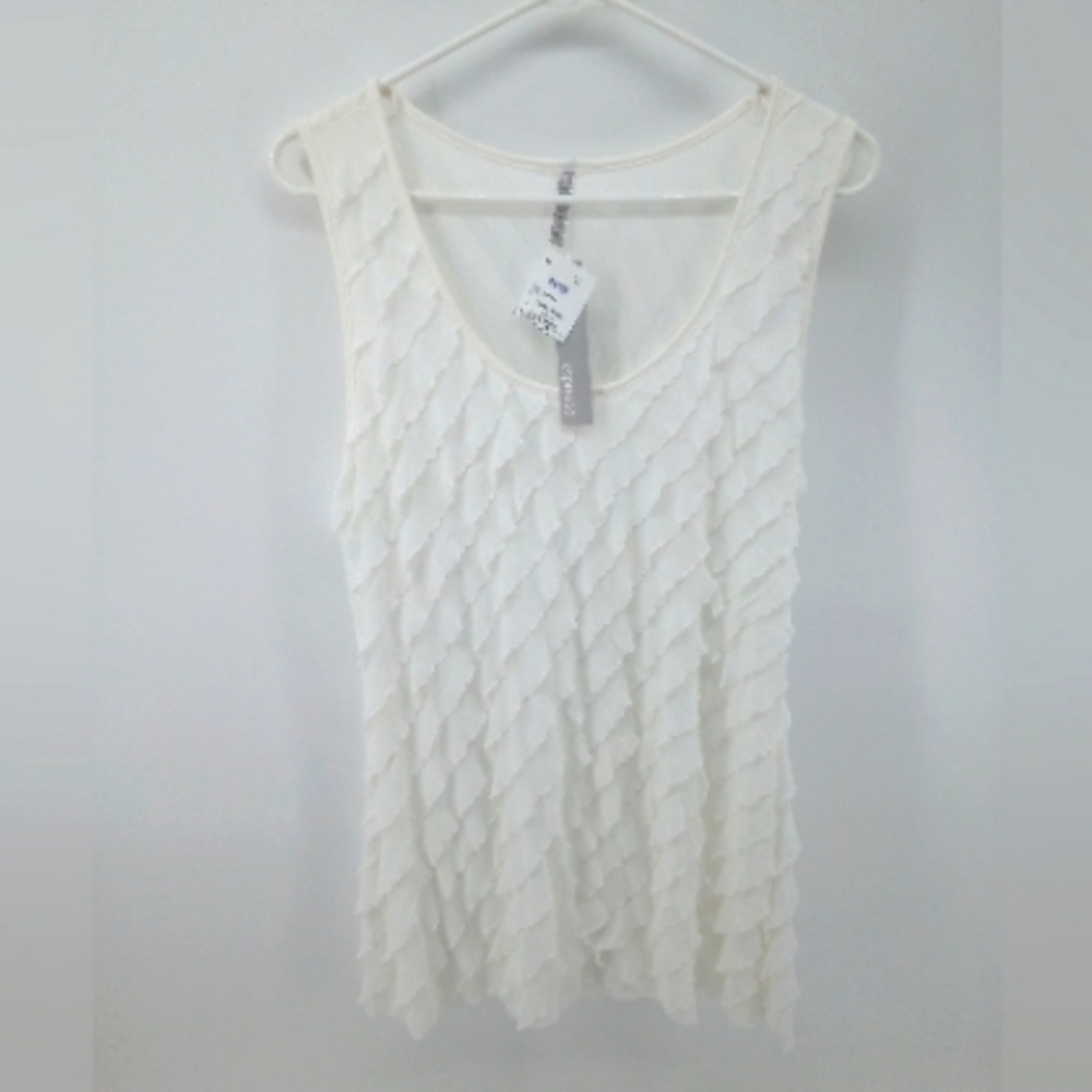 NWT Espresso White Tiered Sleeveless Top Y2K Early 2000s Tik Tok L New with Tags